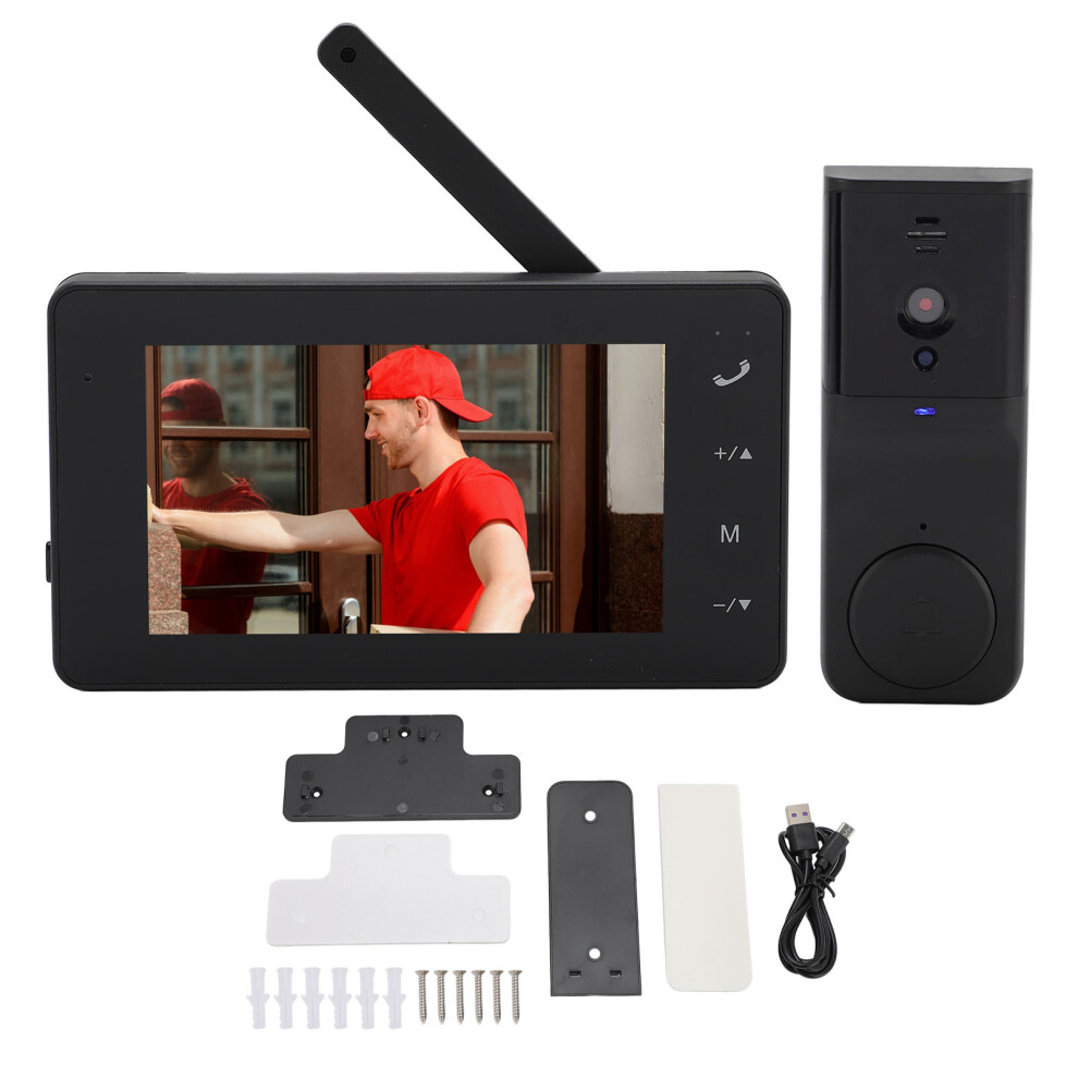 Wireless Video Doorbell 1080P 4.3" 2-Way Intercom 170 Fish-Eye 643505072419