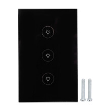 (Black) 3-Gang-WLAN-Touchschalter mit App-/Sprachsteuerung 110-240V Schwarz