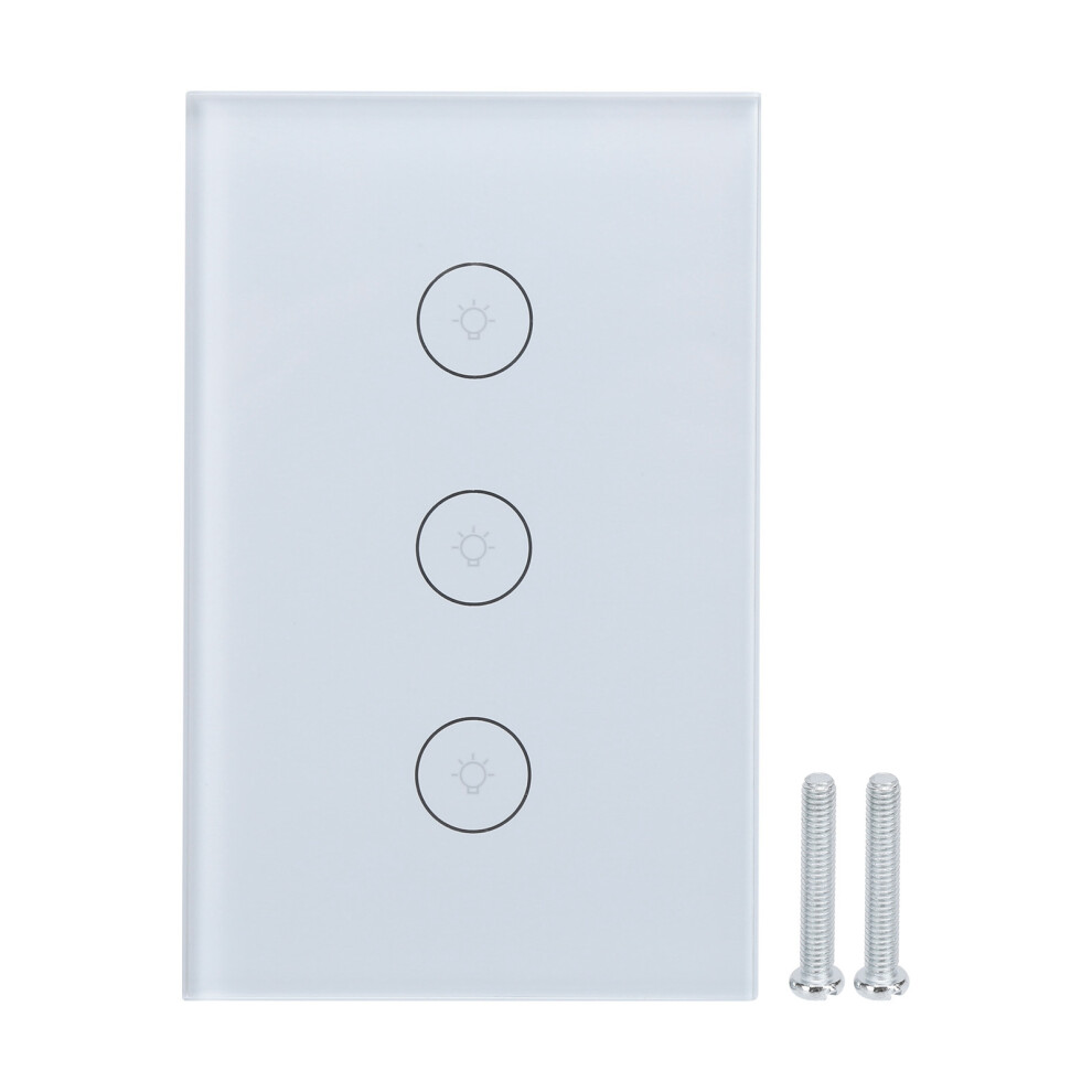 () 3 Gang Smart Wifi Switch Panel Touch App Voice Control 110-240V White/Black 604725144706