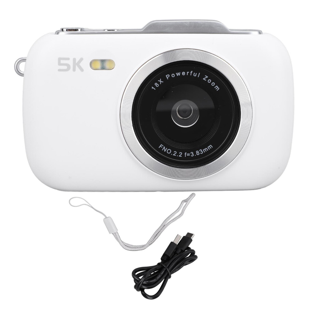 (White) Compact Camera 5K 80Mp 18X Zoom 2.8 Inch Ips White 643505072884