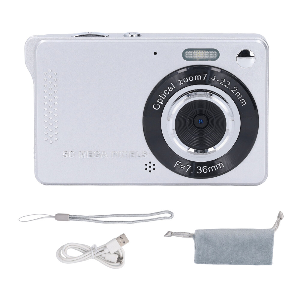 (Silver) 50Mp Digital Camera 1080P Autofocus Image Stabilization Pocket Silver 643505072952