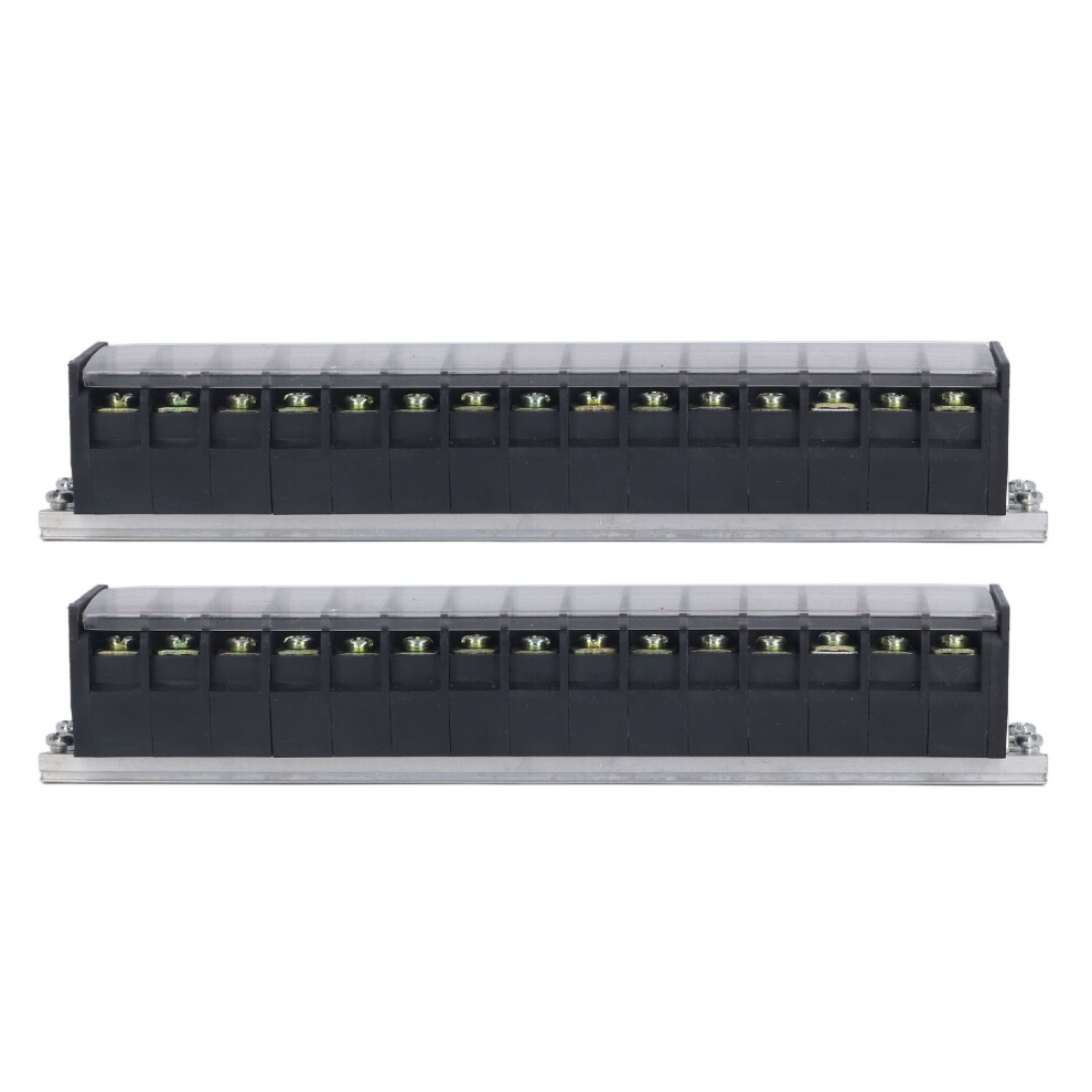 (15 Positions) 2 Pcs Terminal Block 30A 660V Dual Row 15 Positions 604725093639