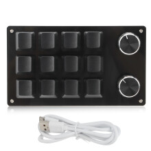 (Black) One Handed Macro Mechanical Keyboard 12 Key Programmable Gaming Office