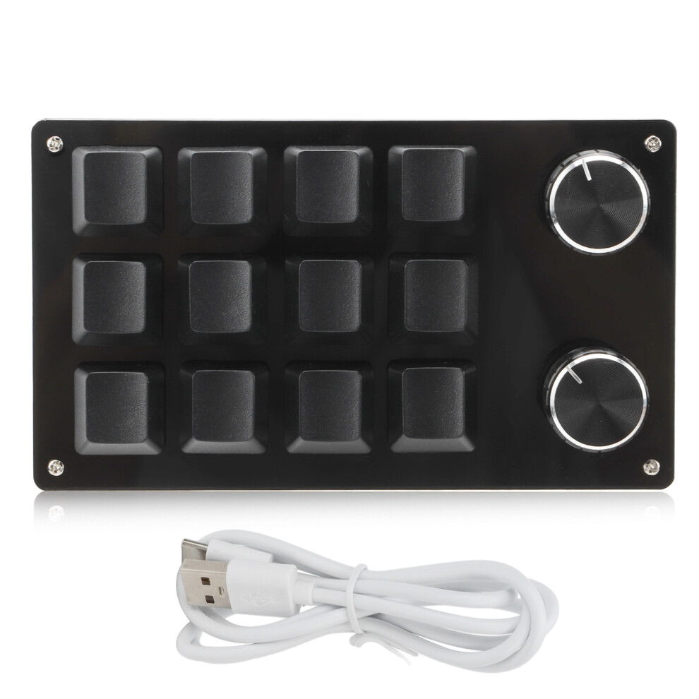 (Black) One Handed Macro Mechanical Keyboard 12 Key Programmable Gaming Office Black 604725094414