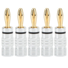 (Black) 5x 4mm Messing vergoldet Banana-Stecker für Lautsprecherkabel schwarz
