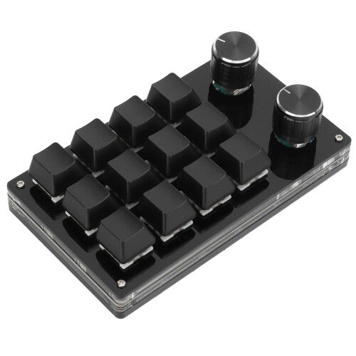 (Black) One Handed Macro Mechanical Keyboard 12 Key Programmable Gaming Office 1