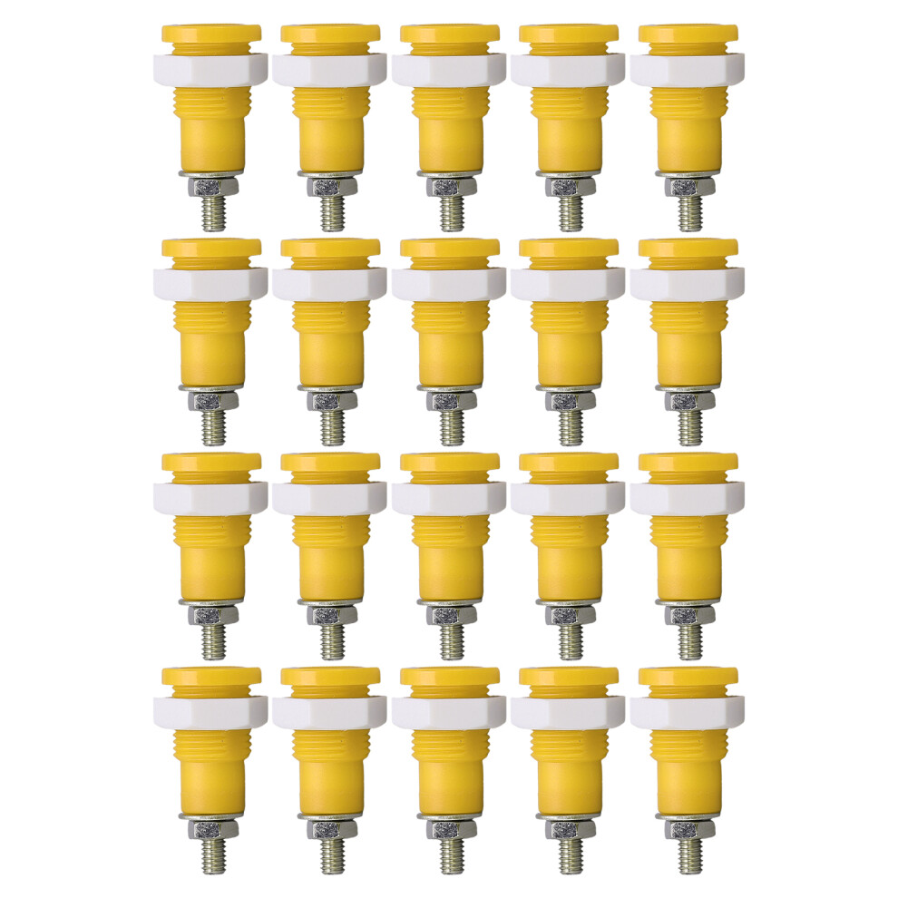 (Yellow) 20Pcs Banana Socket 4Mm Good Transmission Black 604725097439