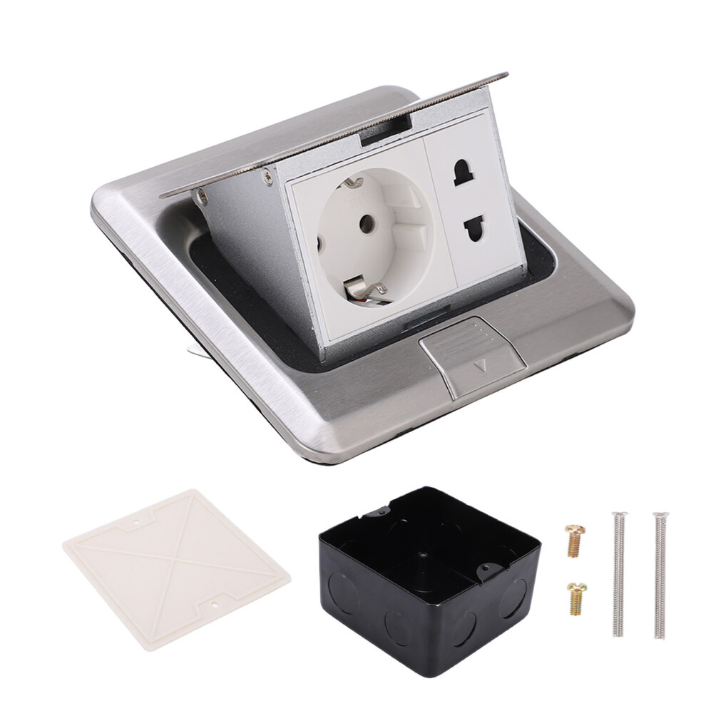 Floor Socket Waterproof 16A 2 Port Sealing Safety Durable Silver 250V 604725097576