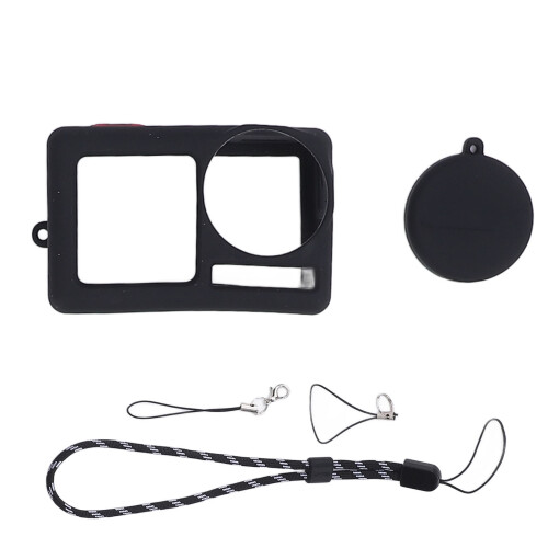 (Black) Silicone Cover for Action 5 Pro Anti-Drop Lens Protector Gray