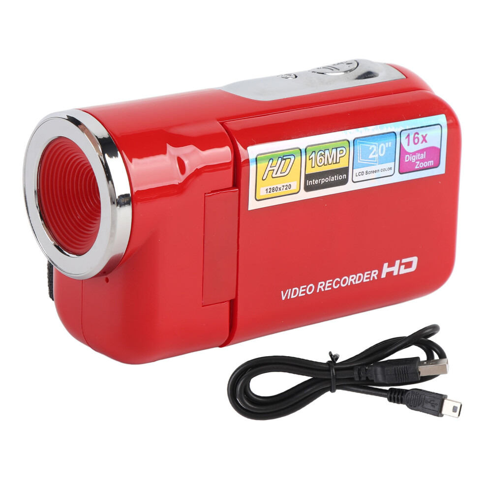 (Red) Digital Video Camera 2" 1080P 16Mp 16X Zoom Anti-Shake Red 643505166149