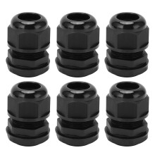 6x PG IP68 wasserdichte Kabelverschraubungen Schwarz 12-18mm