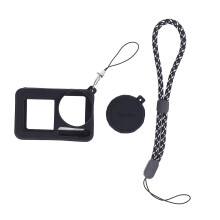 (Black) Silicone Case for Action 5 Pro Washable Anti-Collision Cover Lens Cap