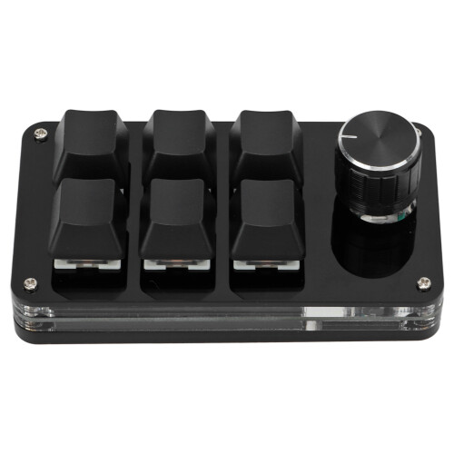 (Matte Black + Glossy Black) Mechanical Keyboard 6 Key Mini Gaming Programmable Knob Matte Black 1