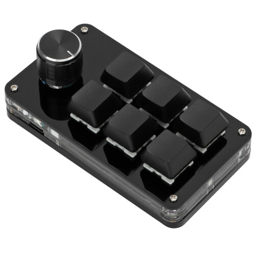 (Matte Black + Glossy Black) Mechanical Keyboard 6 Key Mini Gaming Programmable Knob Matte Black 2