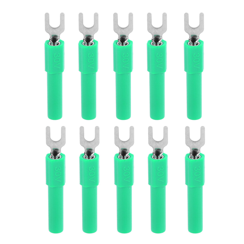 (Green) 10Pcs 4Mm U Type Wire Connector Red For Multimeter Testing 604725095923