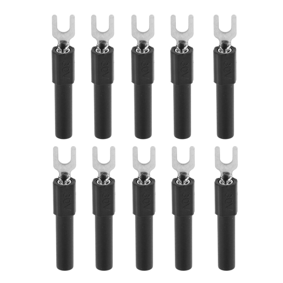 (Black) 10Pcs 4Mm U Type Wire Connector Red For Multimeter Testing 604725095954