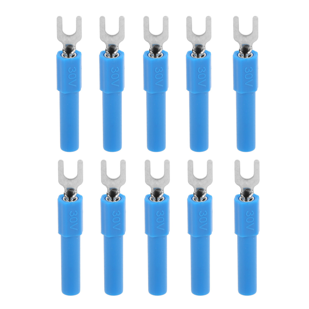 (Blue) 10Pcs 4Mm U Type Wire Connector Red For Multimeter Testing 604725095831