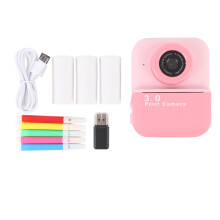 (Pinkish) Instant Print Camera 48MP Dual Lens 4X Zoom 1080P Video Light Brown