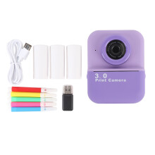(Purple) Instant Print Camera 48MP Dual Lens 4X Zoom 1080P Video Light Brown