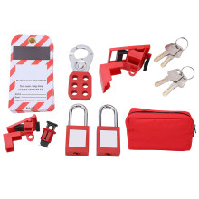 Absperr-Set mit Vorhängeschlössern, Sicherungsschaltern und Schildern