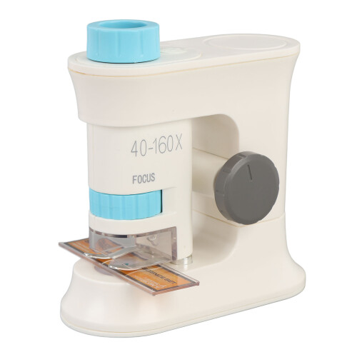 (Blue) Kids Microscope 40-160X Magnetic Portable Handheld with Light 1