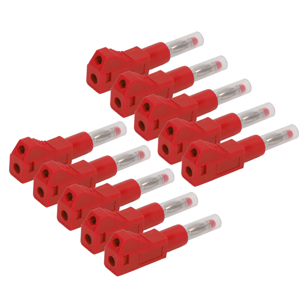 (Red) 10Pcs Telescopic Banana Plugs 4Mm Cat Ii 600V 32A Pe Red 604725095862