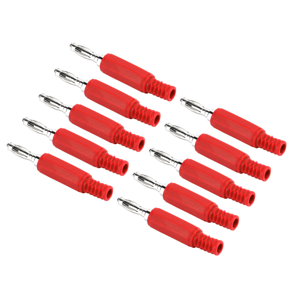 (Red) 10Pcs 4Mm Banana Plug Spiral Insulating Sheath Brass Red 604725095893