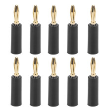 (Black) 10x 4mm Bananenstecker lötfrei 6-polig Audio Rot