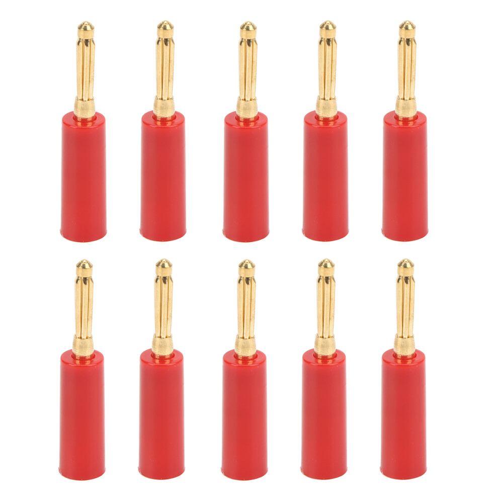 () 4Mm 7 Pin Plated Banana Plug Solderless Speaker Connector Red/Gold 604725096135