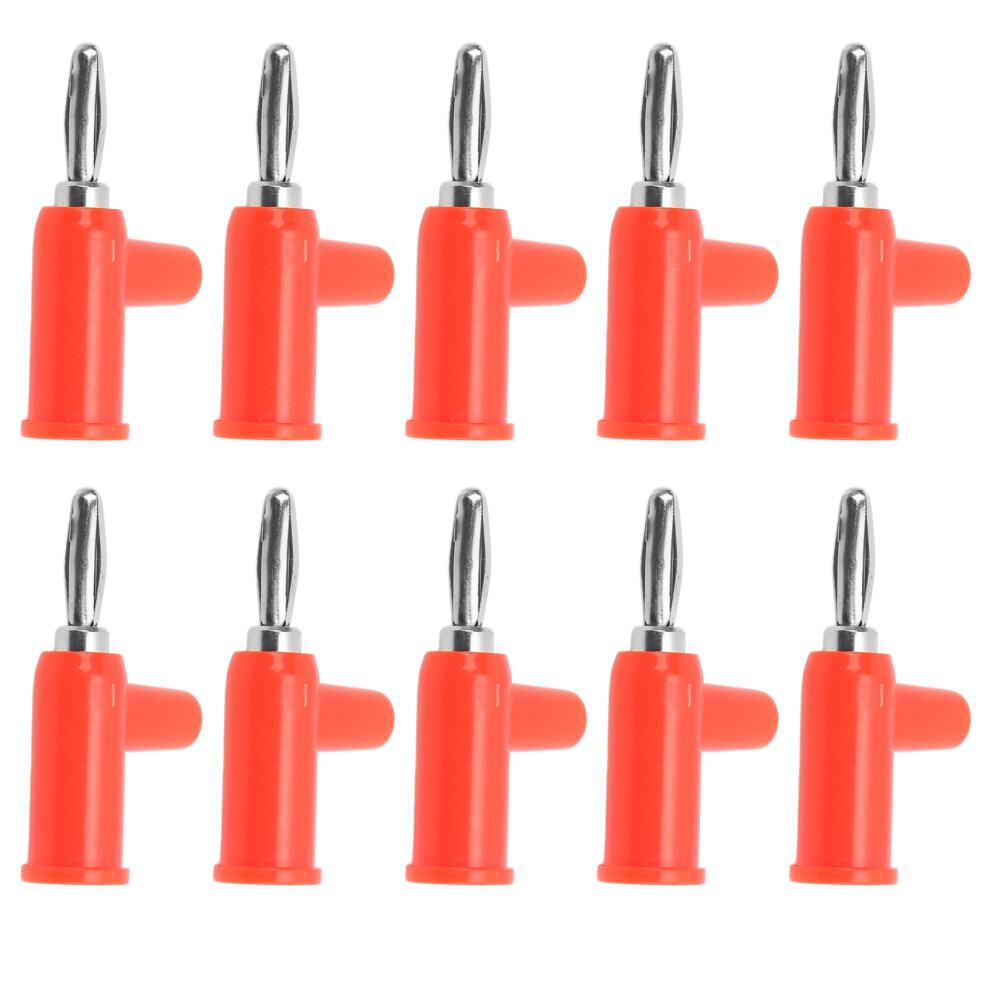(Red) 10Pcs Stackable Banana Plug 4Mm Solderless Brass Red 604725096241