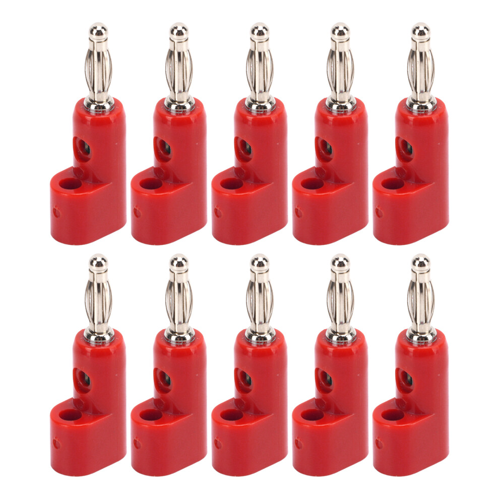 (Red) 10Pcs 4Mm Stackable Banana Plug Solderless Blue 604725096326