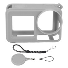(Gray) Silicone Case Action 5 Pro Anti-Collision Dust-Proof Strap Black