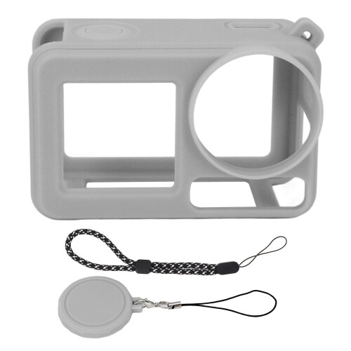 (Gray) Silicone Case Action 5 Pro Anti-Collision Dust-Proof Strap Black