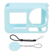 (Blue) Silicone Case Action 5 Pro Anti-Collision Dust-Proof Strap Black
