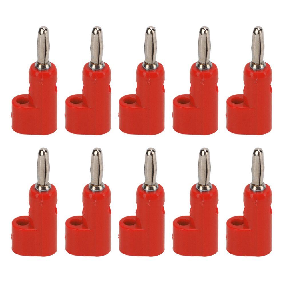 (Red) 10Pcs/Set 4Mm Solderless Stackable Banana Plug 30V Ac-60V Dc 24A Red 604725096388