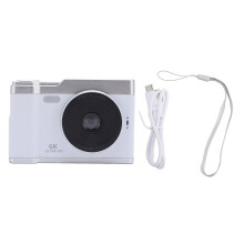 (White) Digital Camera 48MP 8x Zoom 2.4 Inch Screen Anti Shake Compact Pink