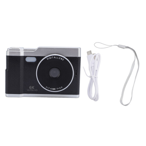(Black) Digital Camera 48MP 8x Zoom 2.4 Inch Screen Anti Shake Compact Pink