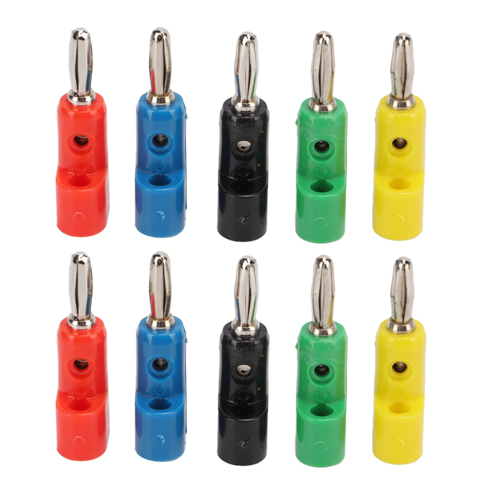 10Pcs 4Mm Stackable Banana Plug Speaker Connectors For Audio Devices 604725096395