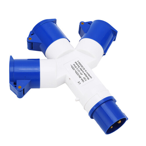 Industrial 1 in 3 Out 3 Core IP44 Waterproof Socket 16A 220-250V 2