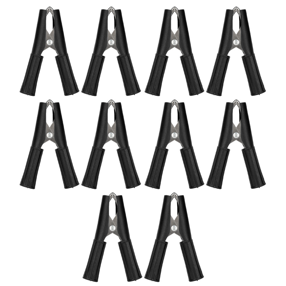(Black) 10Pcs Heavy Duty Insulated 30A Battery Charger Clip Red 604725096678