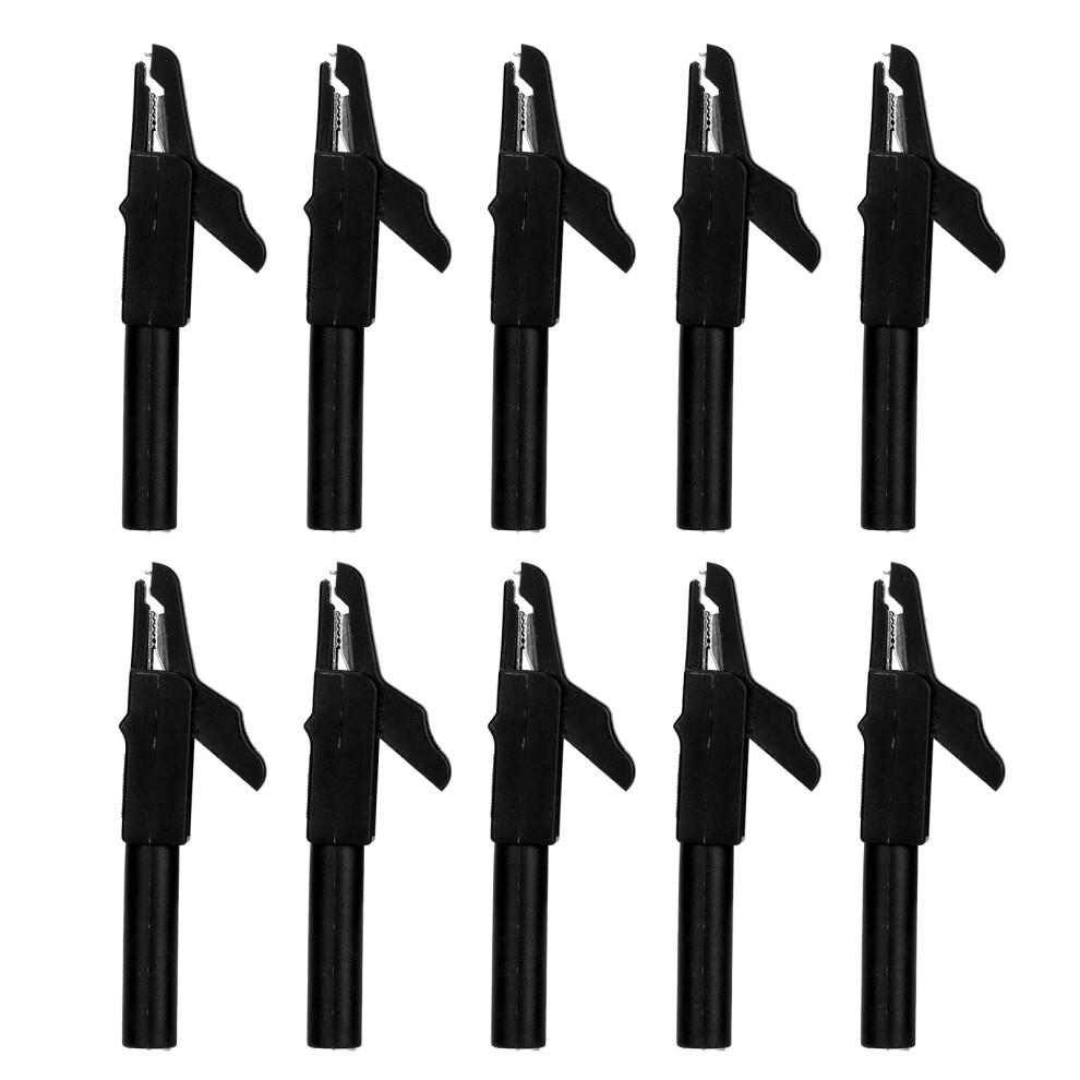 (Black) 10Pcs Insulated Safety Clip 4Mm Banana Jack Socket Black 604725096579