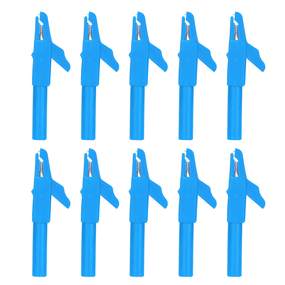 (Blue) 10Pcs Insulated Safety Clip 4Mm Banana Jack Socket Black 604725096586