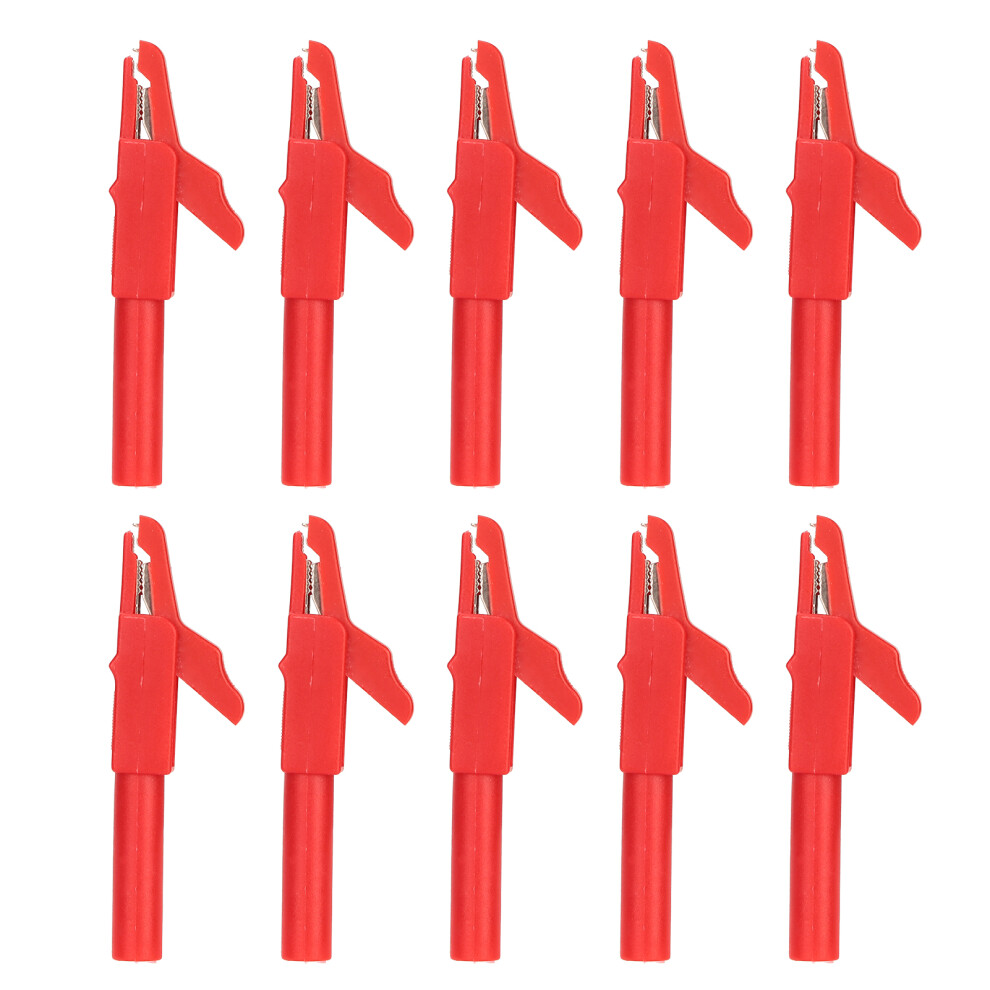 (Red) 10Pcs Insulated Safety Clip 4Mm Banana Jack Socket Black 604725096746