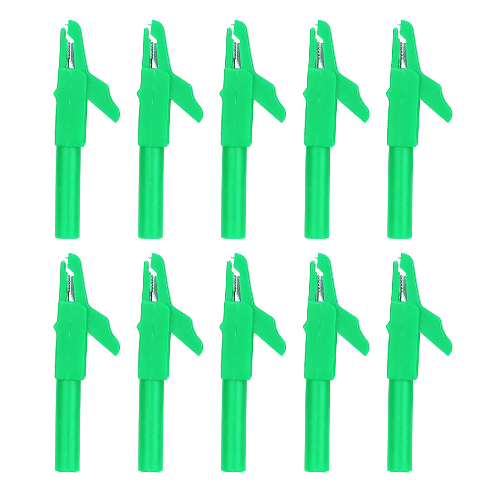 (Green) 10Pcs Insulated Safety Clip 4Mm Banana Jack Socket Black 604725096753
