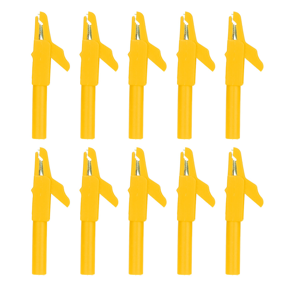 (Yellow) 10Pcs Insulated Safety Clip 4Mm Banana Jack Socket Black 604725096654