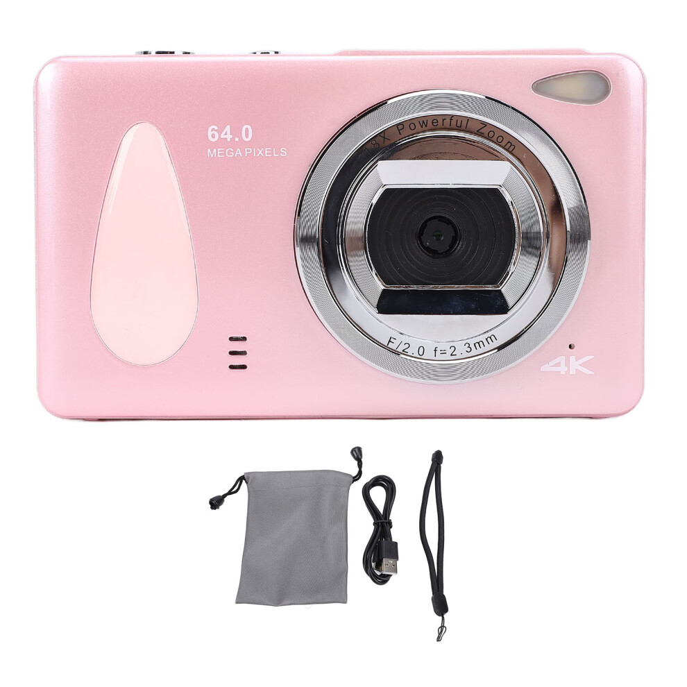 () Digital Camera 4K 64Mp 18X Zoom Auto Focus 2.8In Screen Pink/White 643505164343