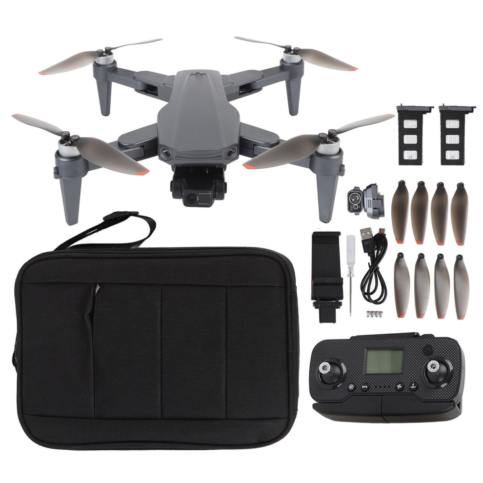 (2 Batteries) Drone 3-Axis Ball Head Dual Camera Obstacle Avoidance Metallic Blue 643505164619