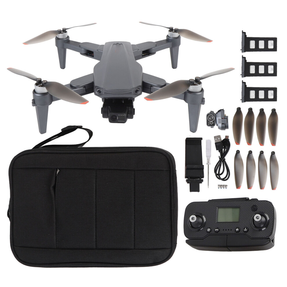 (3 Batteries) Drone 3-Axis Ball Head Dual Camera Obstacle Avoidance Metallic Blue 643505164381