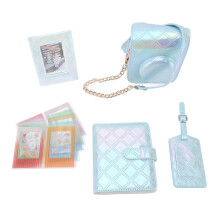 (Blue) Square Plaid PU Leather Case with Photo Album for Mini12 White