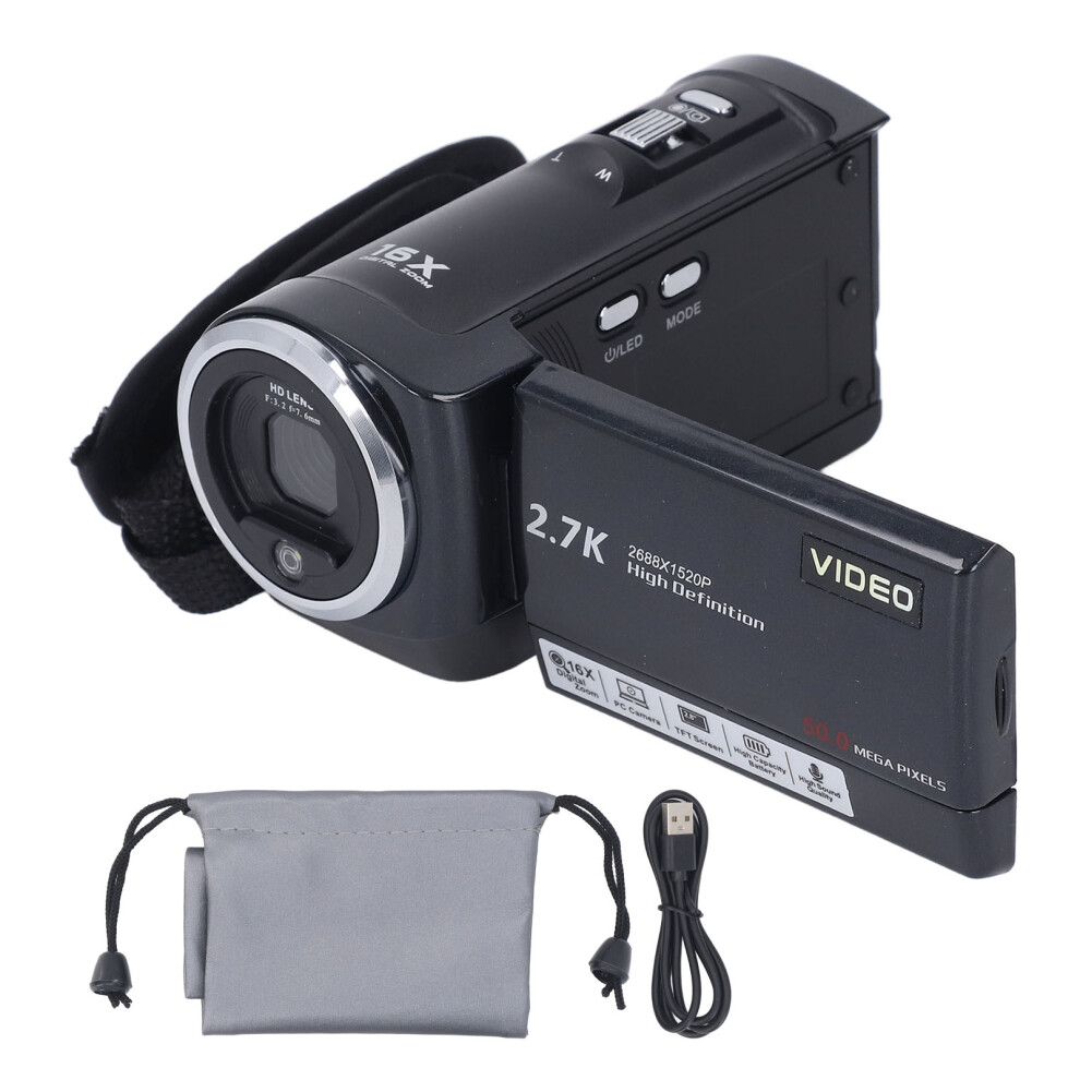 (64Gb Storage Card) Qhd 2.7K Video Camera 50Mp 16X Zoom 270 Screen Recorder 64Gb Light 643505170641